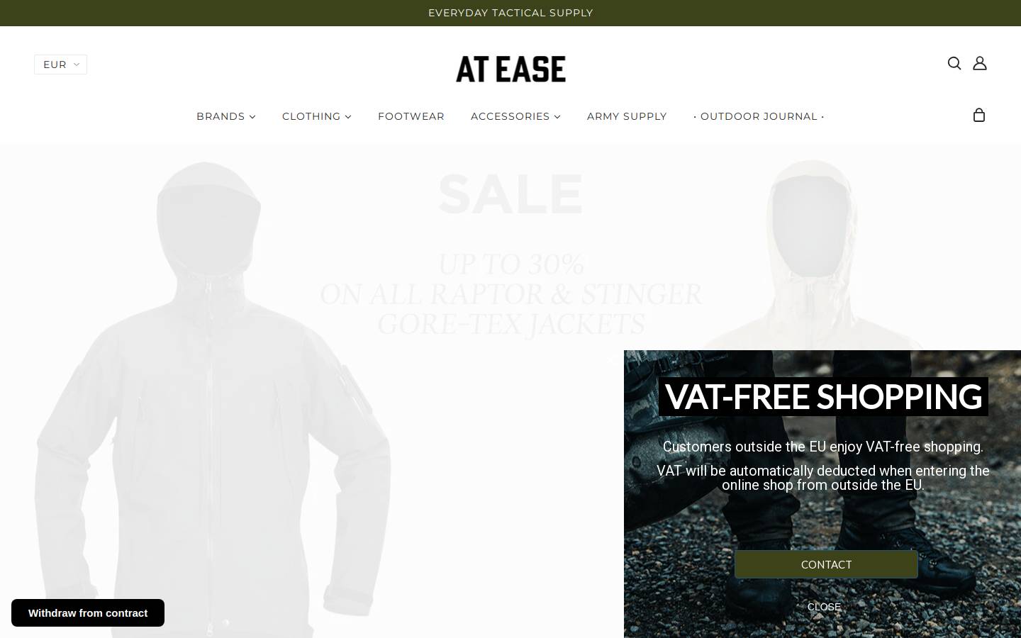 At Ease Shop homepage screenshot