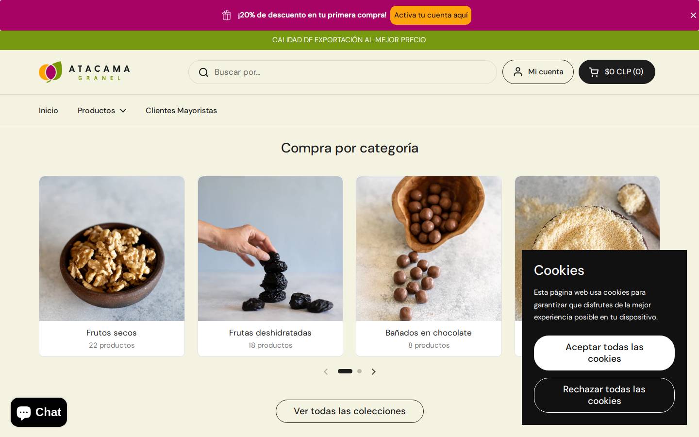 atacamagranel.com homepage screenshot