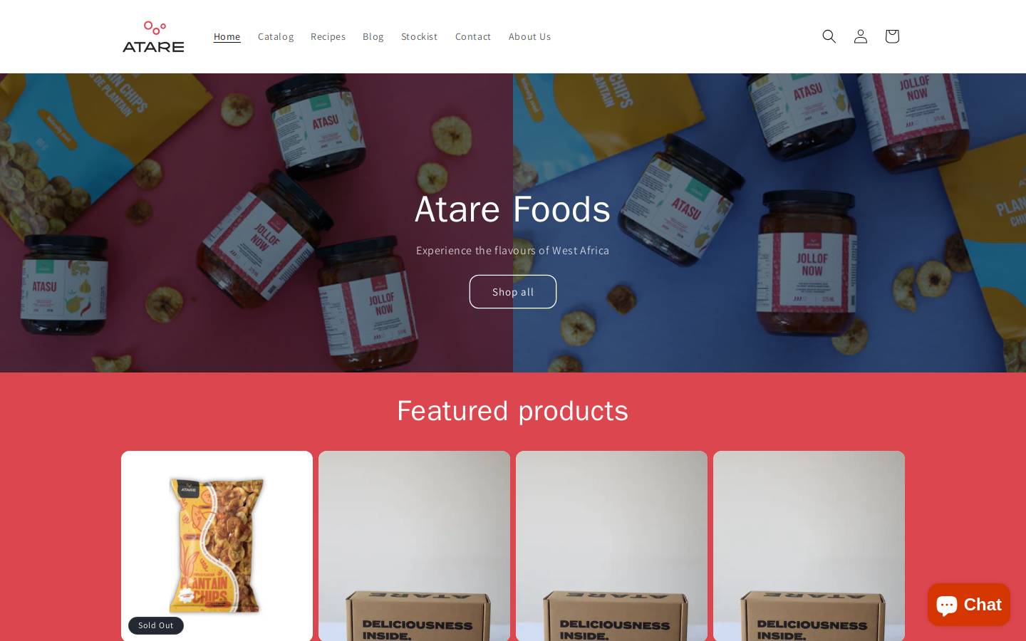 atarefoods.com homepage screenshot