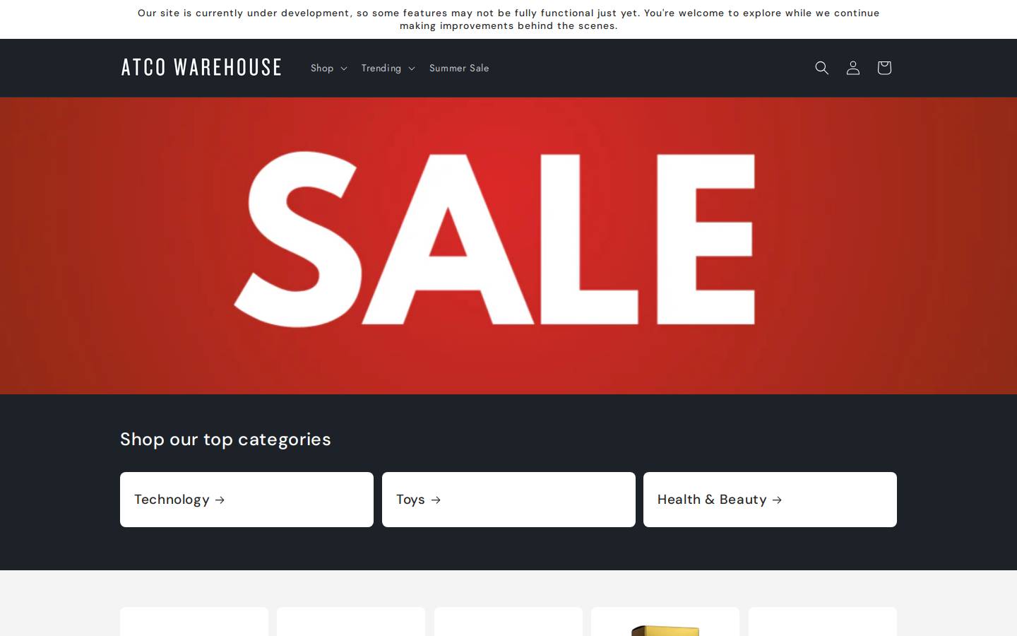 atcowarehouse.com homepage screenshot