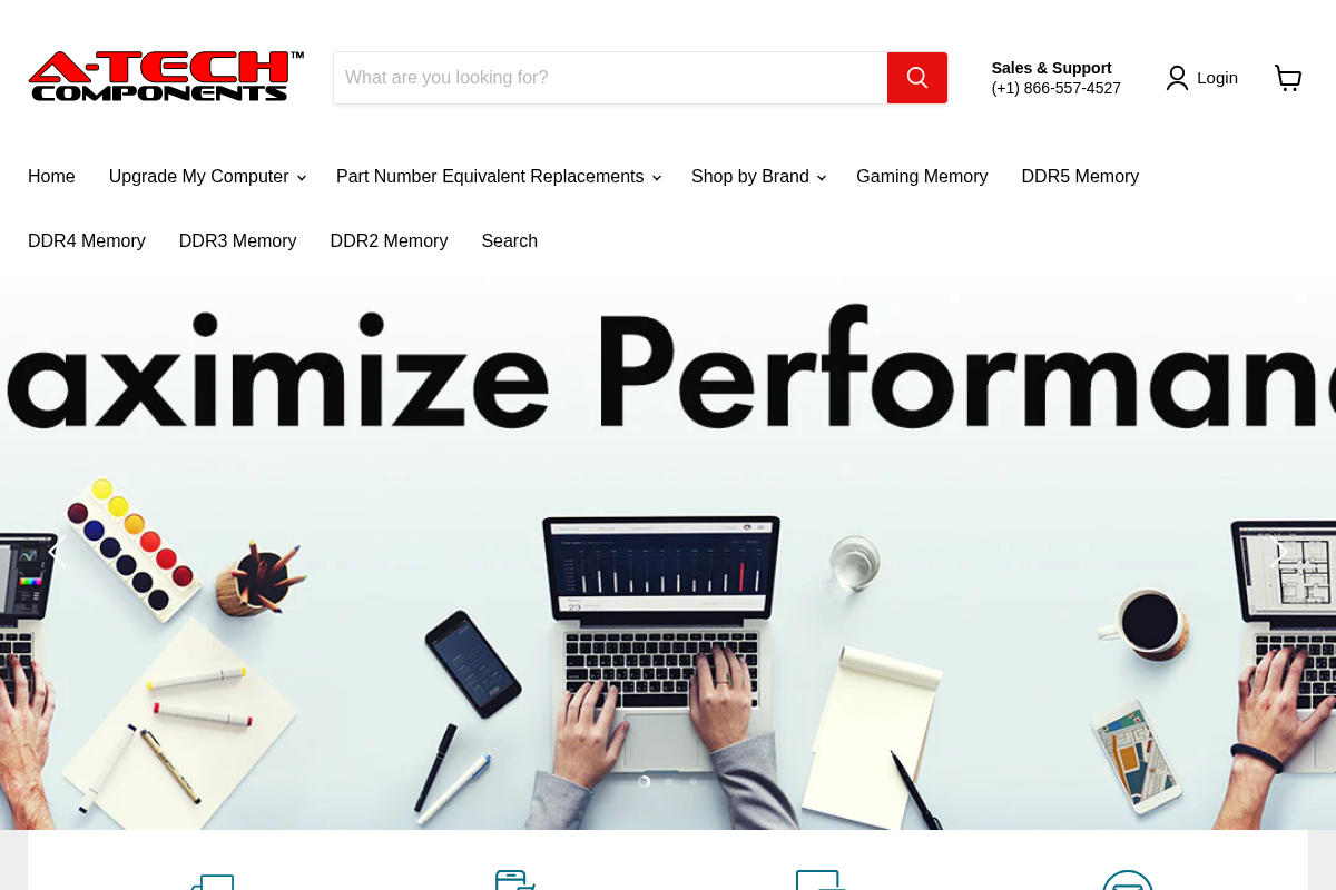 A-Tech Memory homepage screenshot