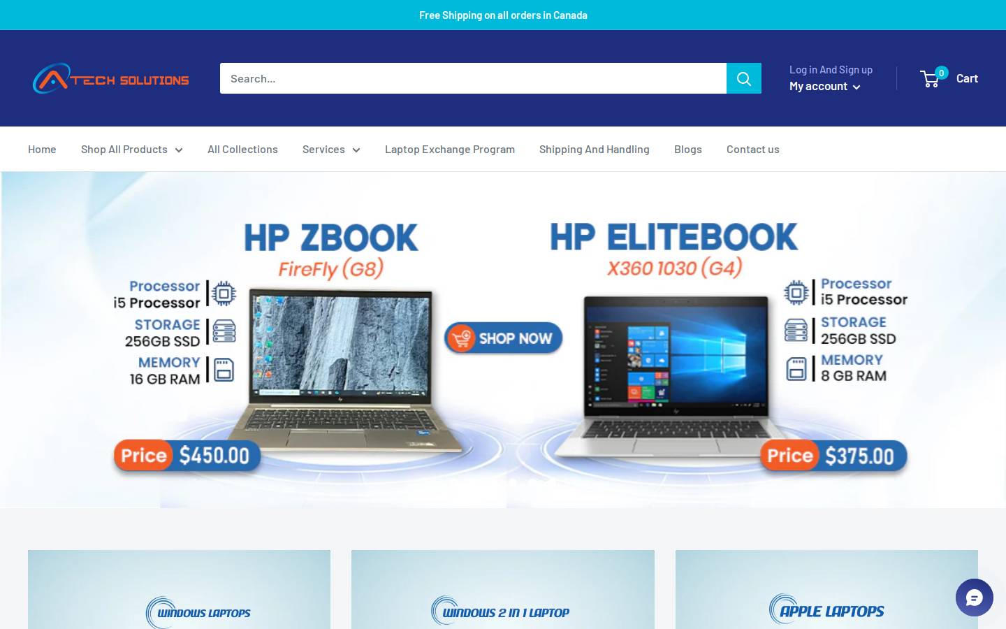A Tech Solutions homepage screenshot