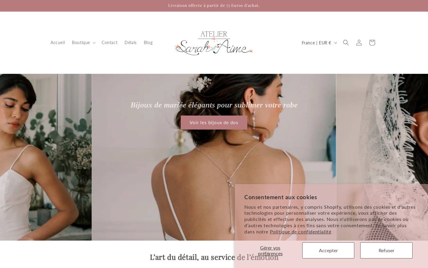 atelier-sarah-aime.com homepage screenshot