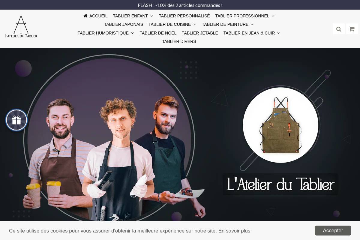 atelier-tablier.fr homepage screenshot