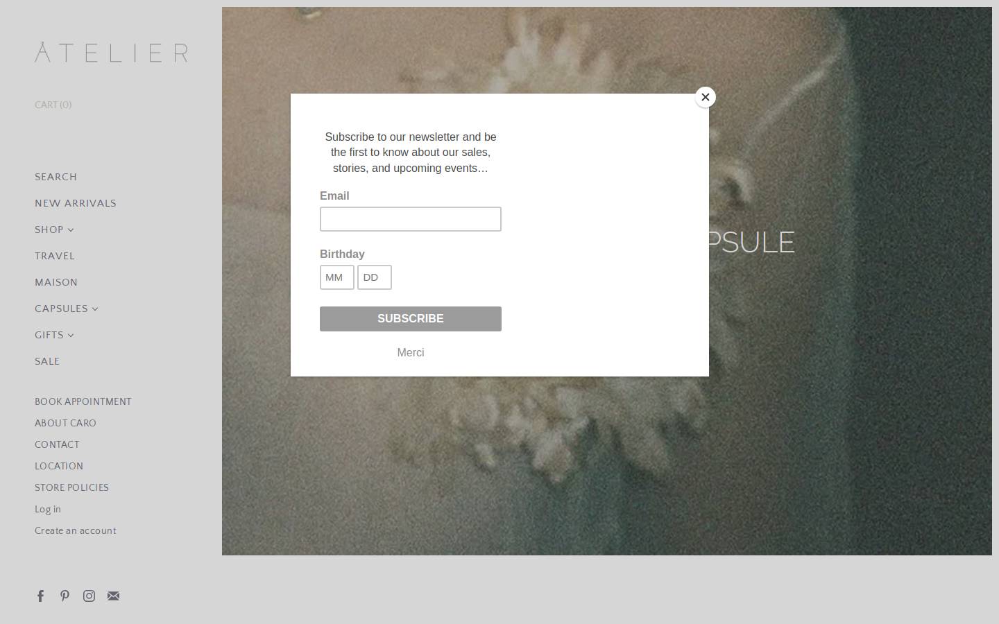 atelier.boutique homepage screenshot