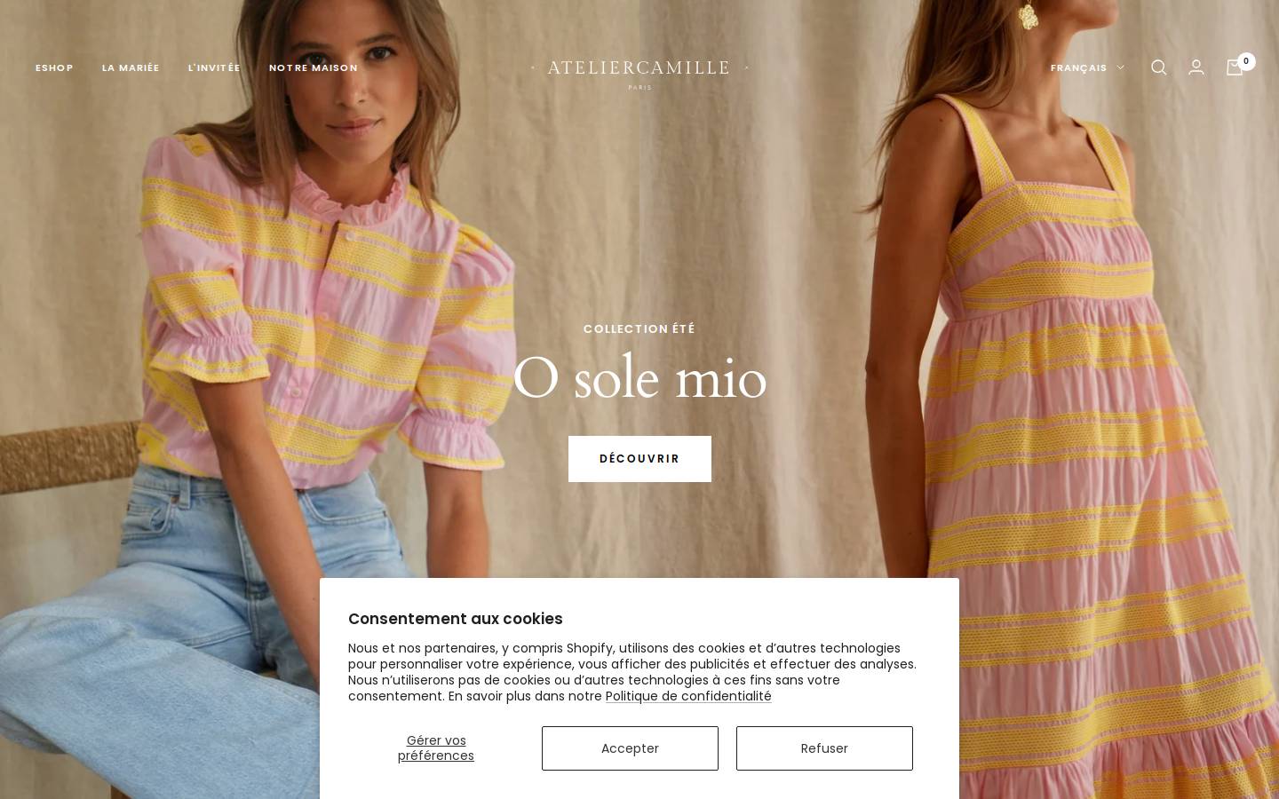 ateliercamille.com homepage screenshot