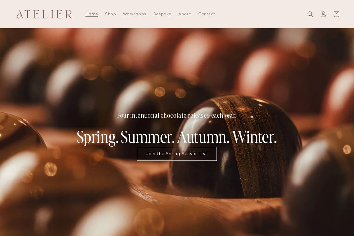 Atelier Chocolates  homepage screenshot