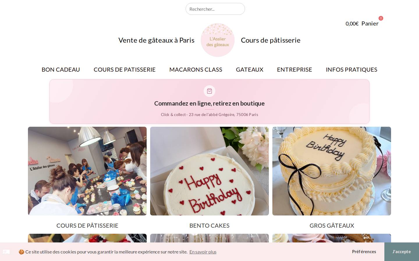 atelierdesgateaux.com homepage screenshot