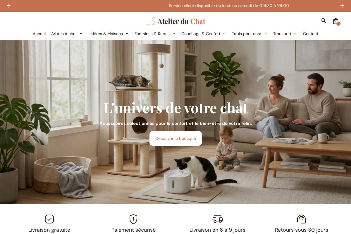 atelierduchat.com homepage screenshot