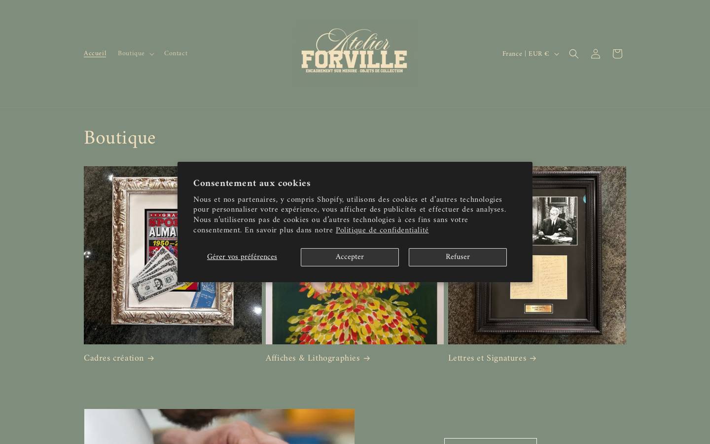 atelierforville.com homepage screenshot