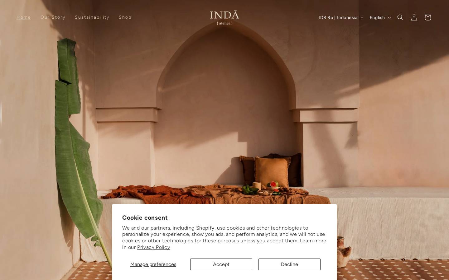 atelierinda.com homepage screenshot