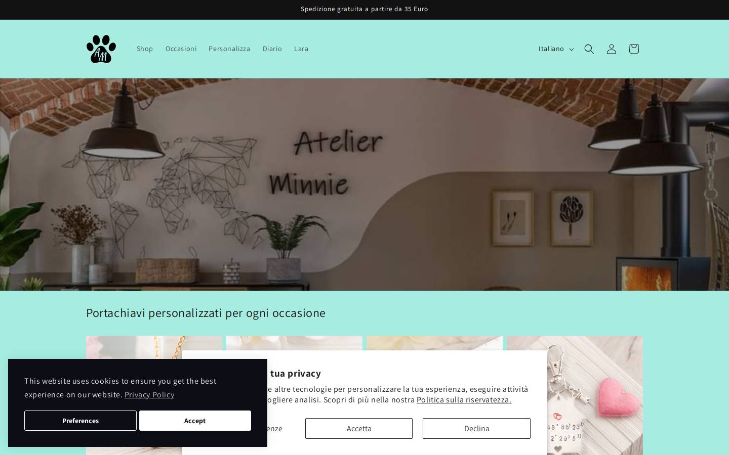 atelierminnie.com homepage screenshot