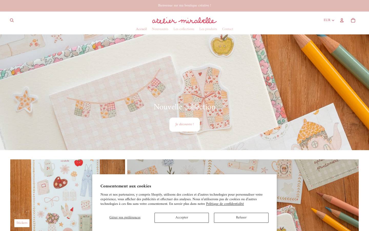 ateliermirabelle.com homepage screenshot