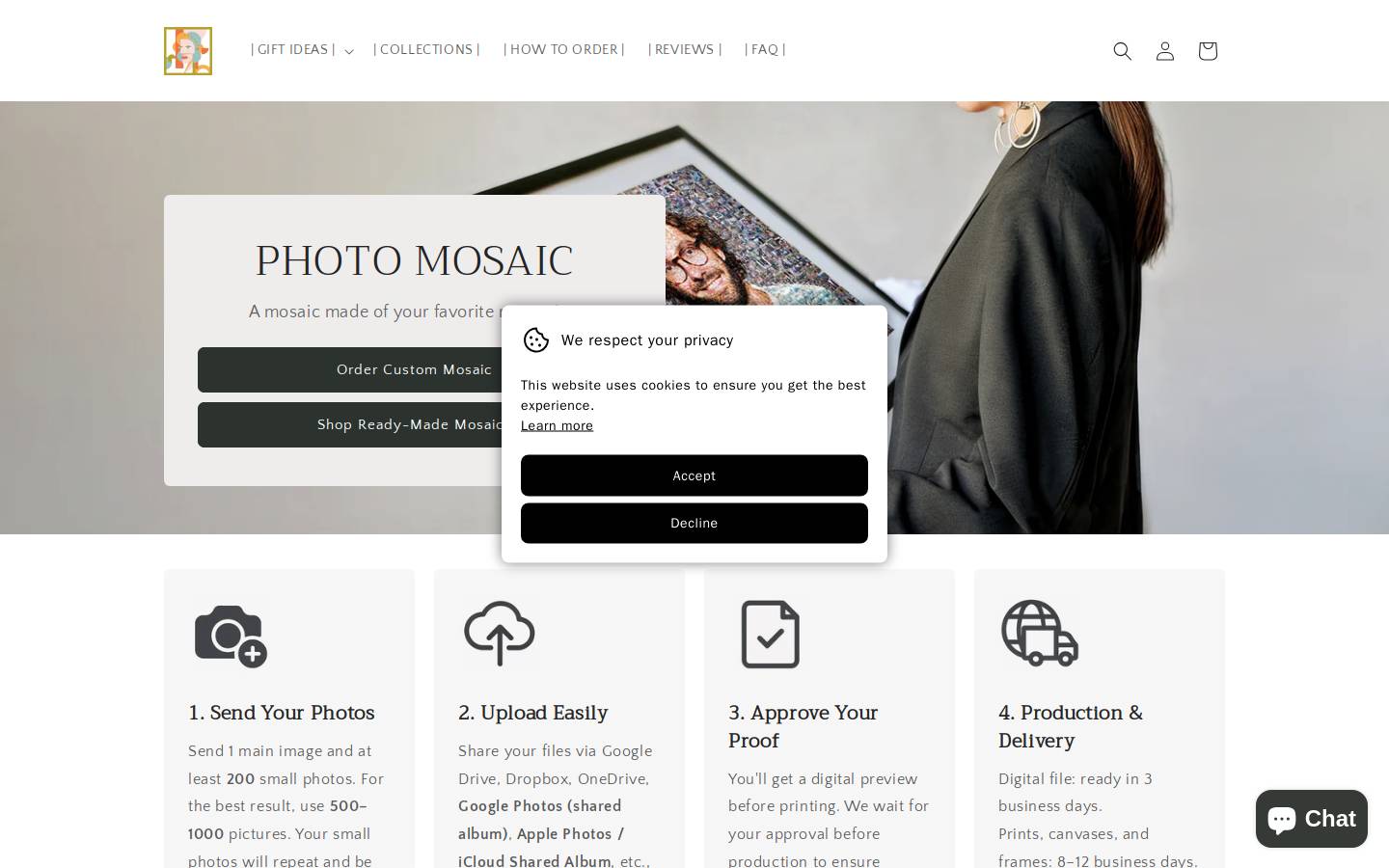 Ateliermosaics homepage screenshot
