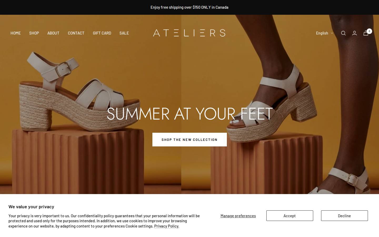 ateliersshoes.com homepage screenshot