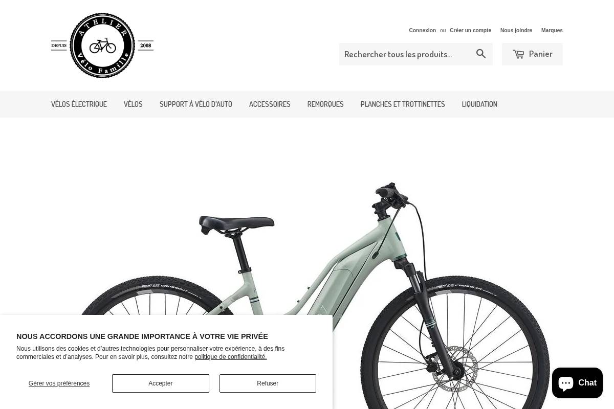 ateliervelofamille.com homepage screenshot