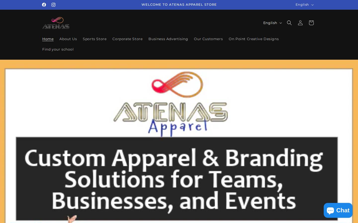 atenasapparel.com homepage screenshot