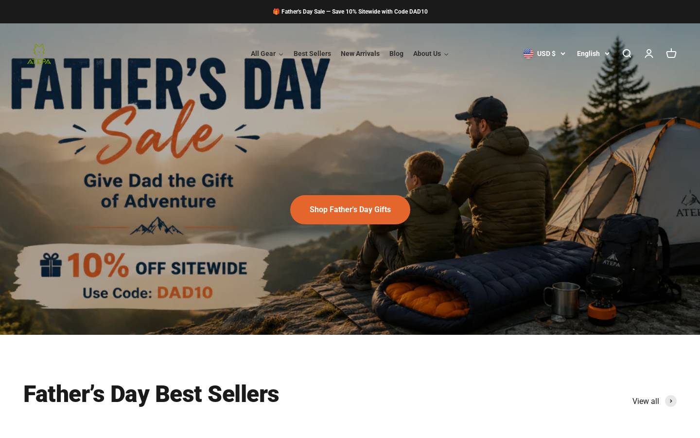 atepaoutdoors.com homepage screenshot