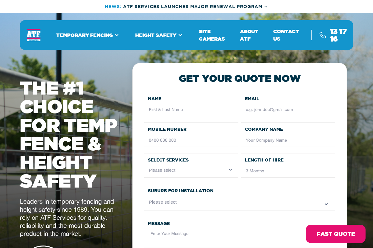 atfservices.com.au homepage screenshot