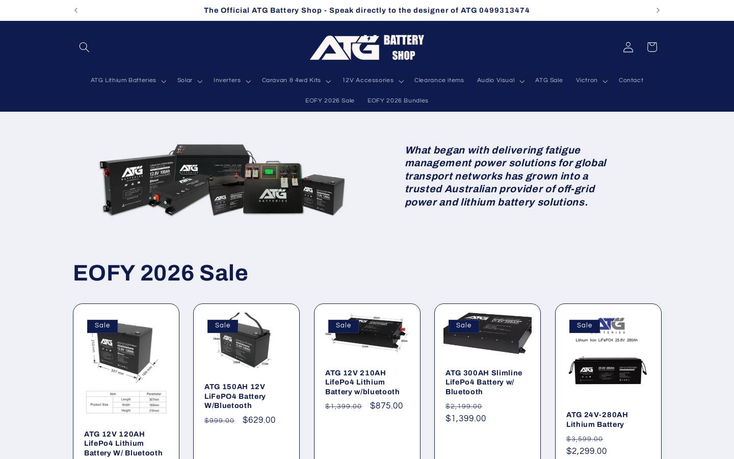 atgbatteryshop.com.au homepage screenshot