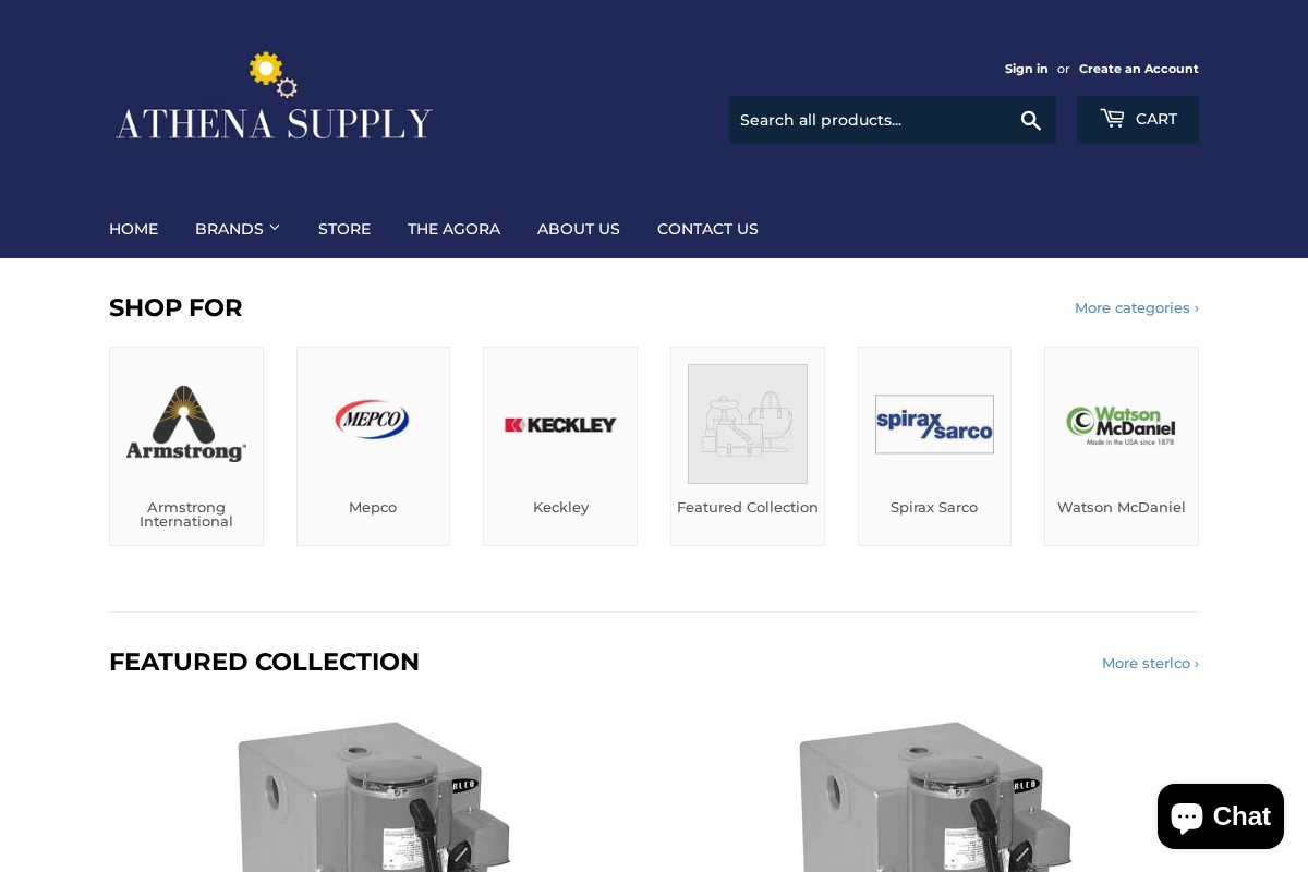 Athena Supply homepage screenshot