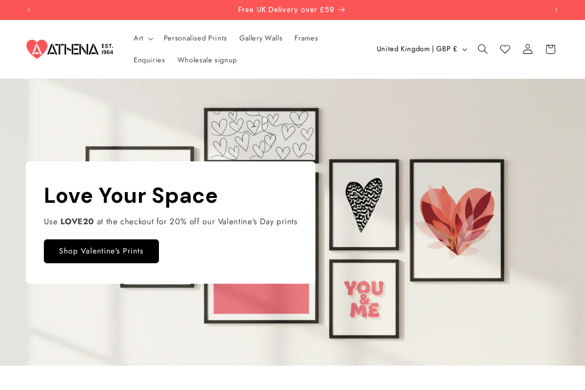 Athena Art homepage screenshot