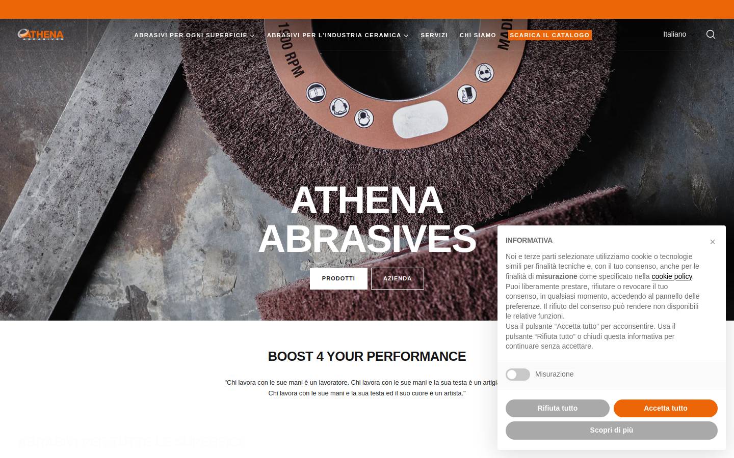 athenabrasives.com homepage screenshot