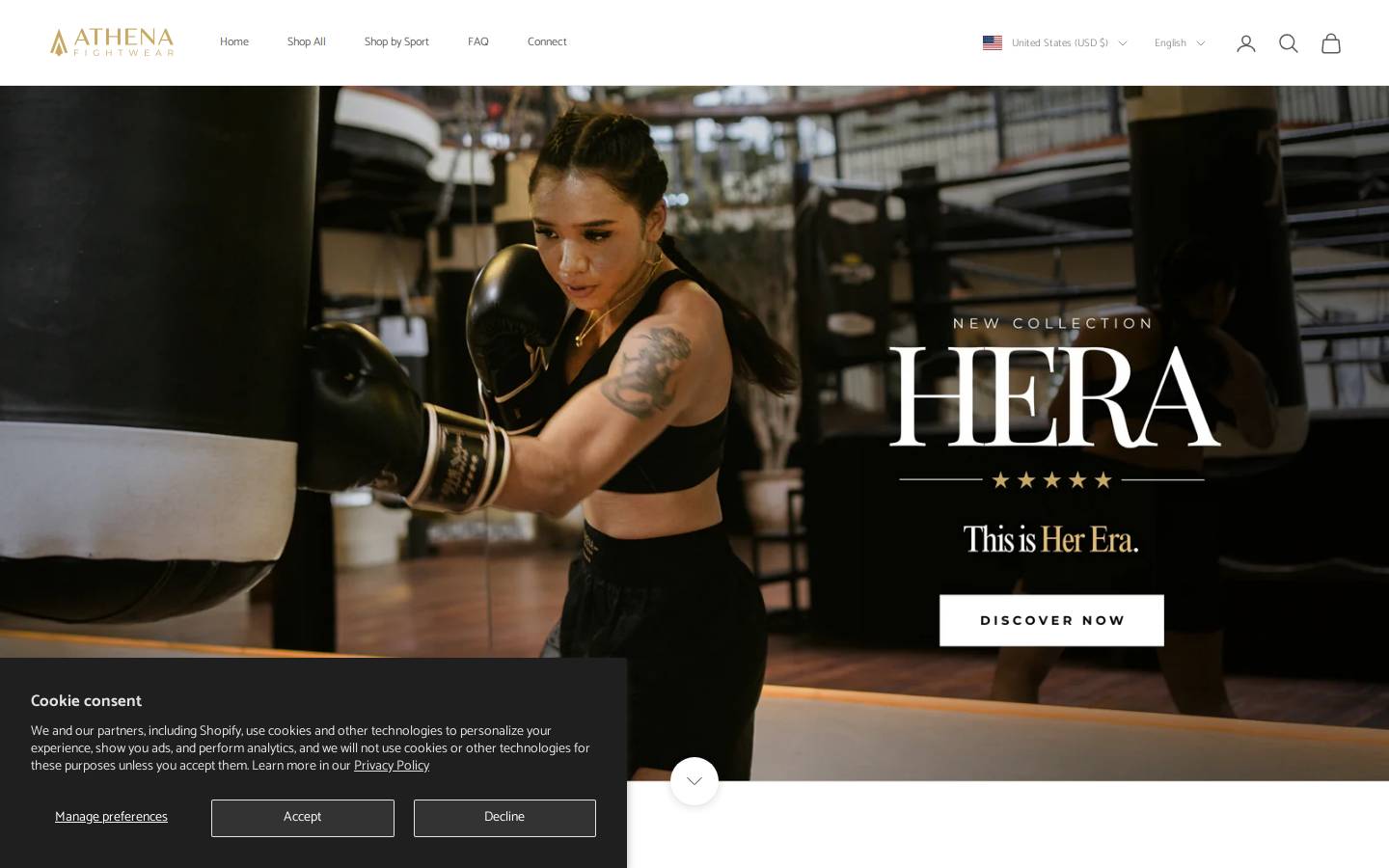 athenafightwear.com homepage screenshot