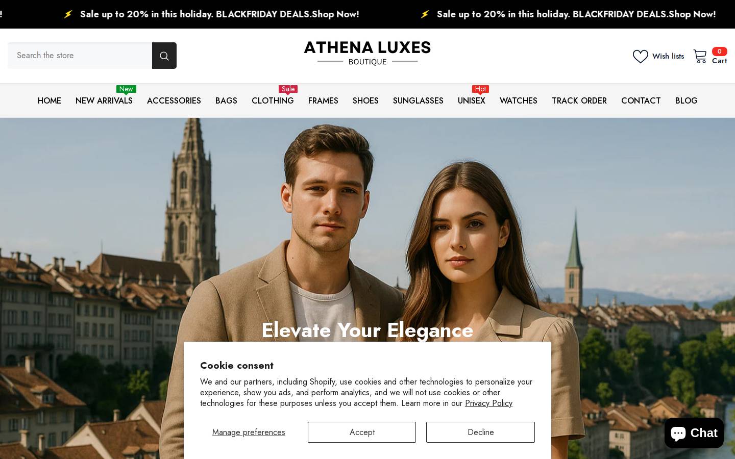 athenaluxes.com homepage screenshot