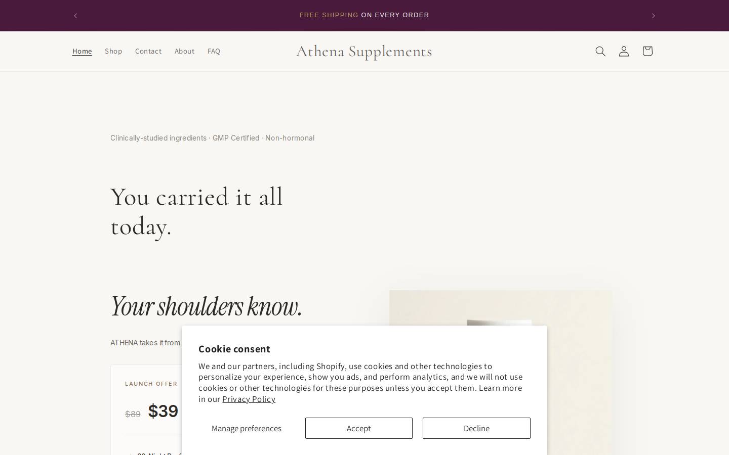 athenasupplements.com homepage screenshot
