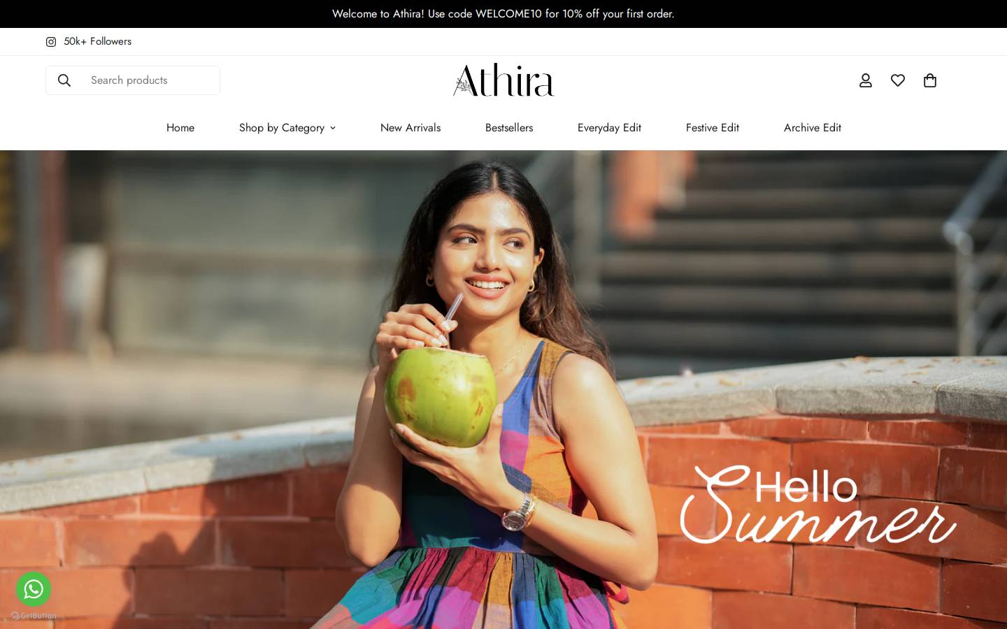 athiradesigns.com homepage screenshot