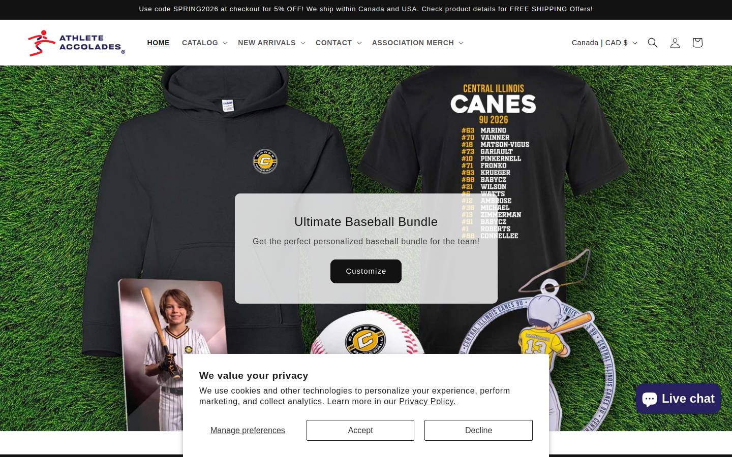 athleteaccolades.com homepage screenshot