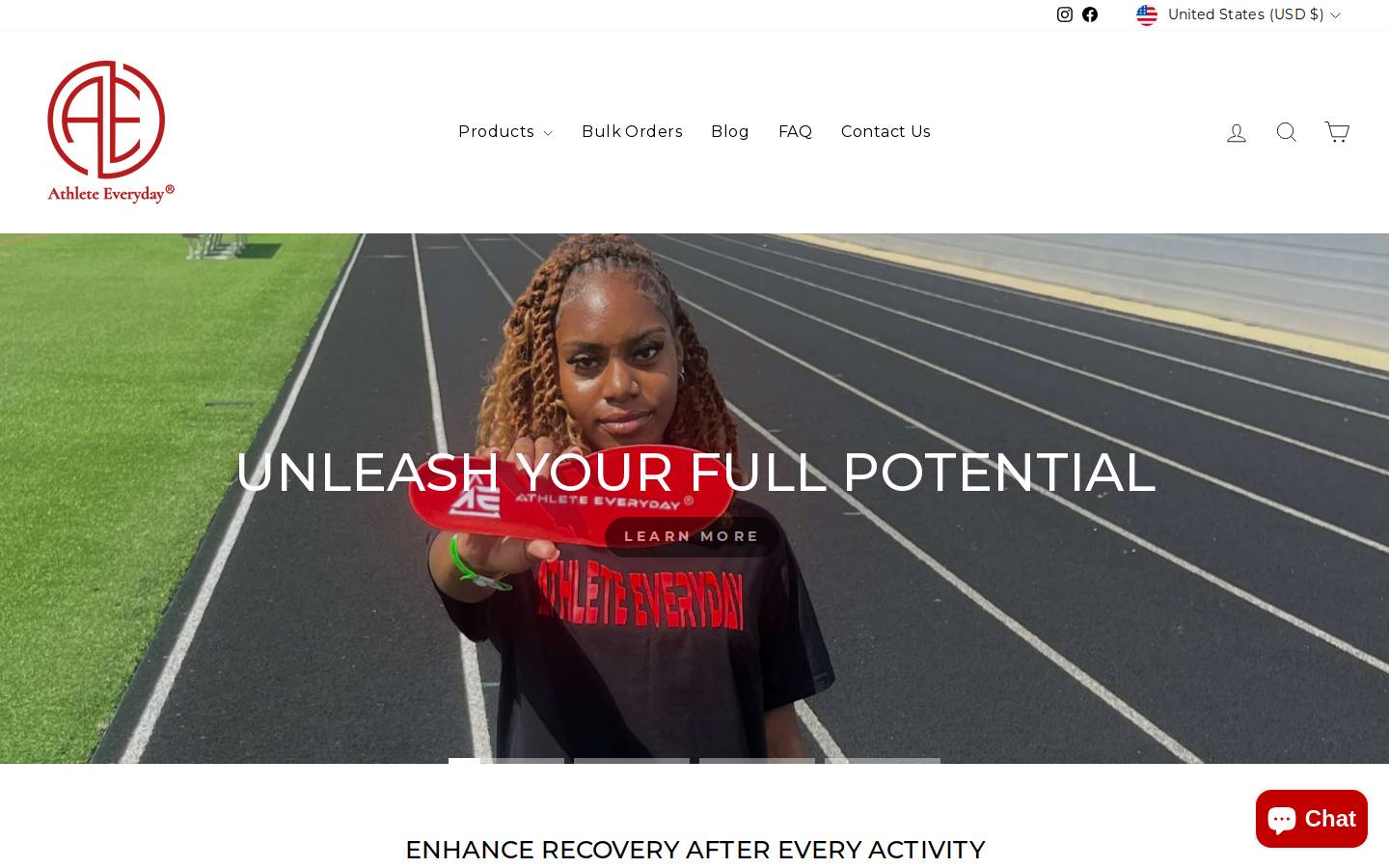 athleteeveryday.com homepage screenshot