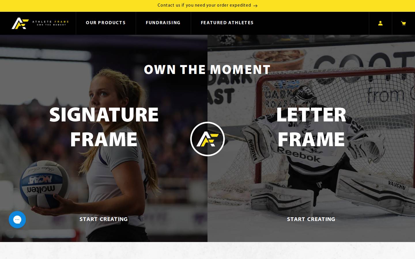 athleteframe.com homepage screenshot