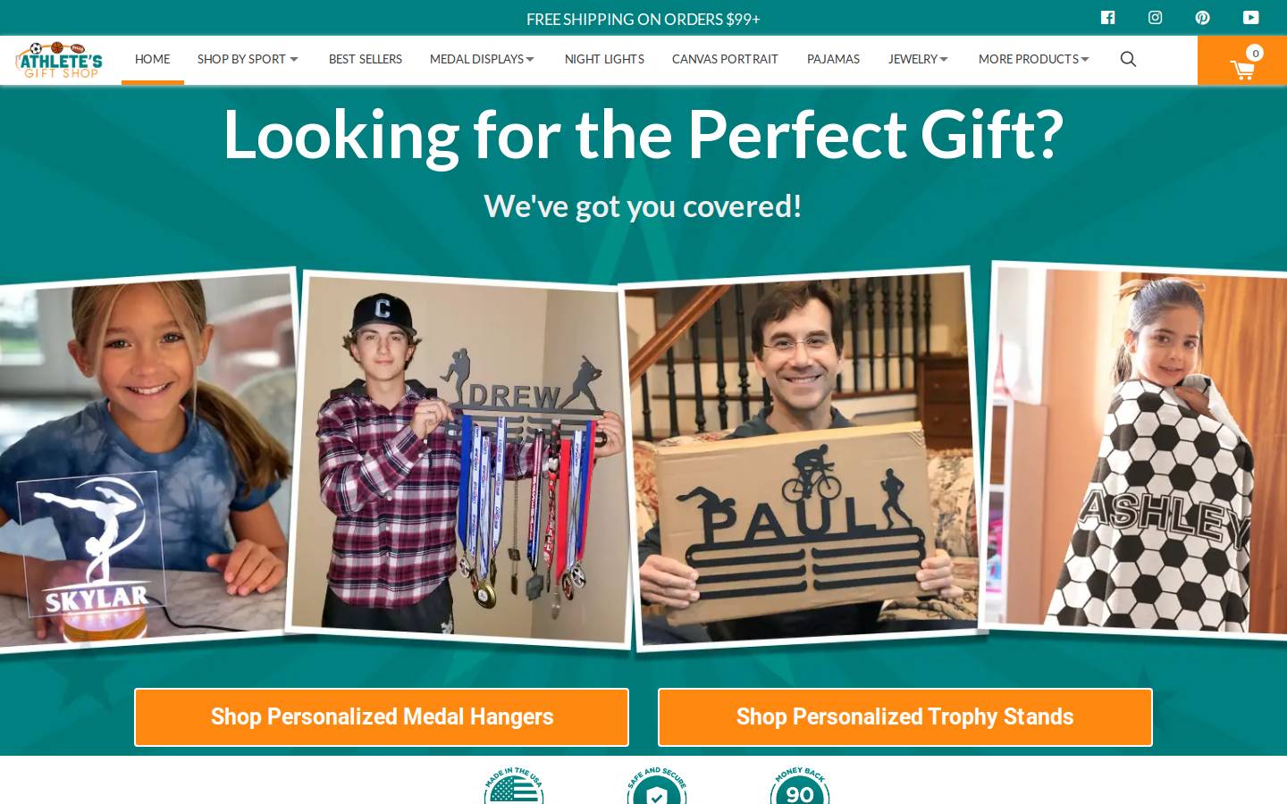 athletegiftshop.com homepage screenshot