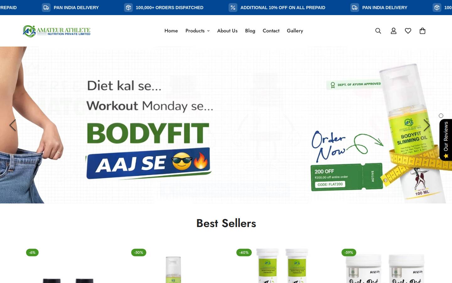 athletenutrition.in homepage screenshot