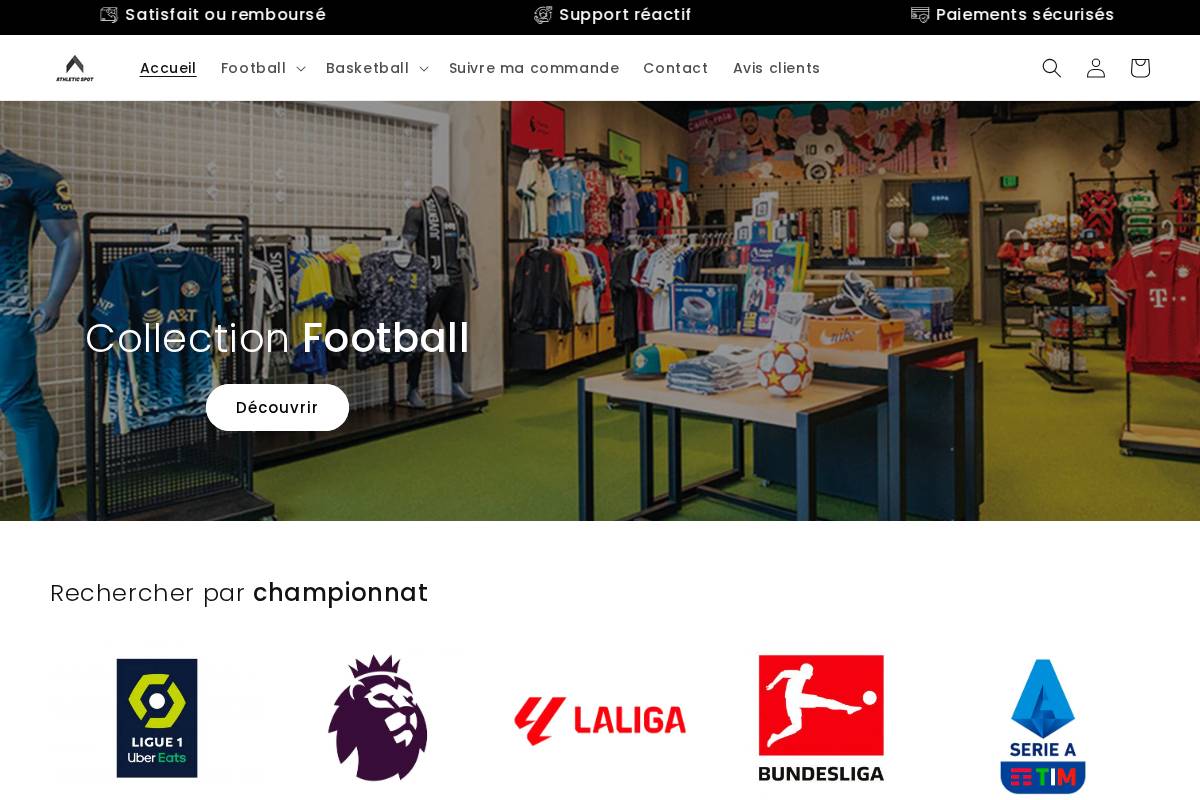 Athletic Spot homepage screenshot