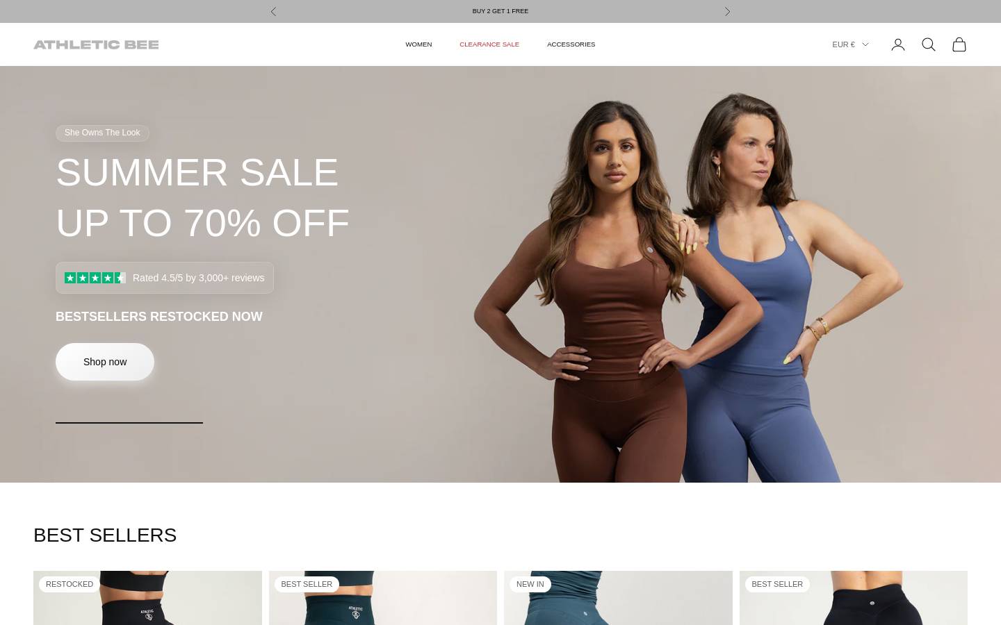 Athletic Bee homepage screenshot