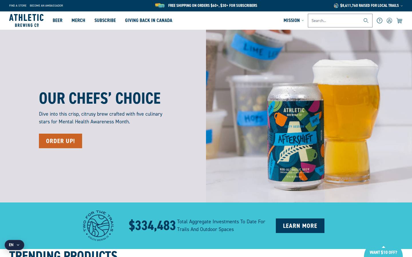 athleticbrewing.com homepage screenshot