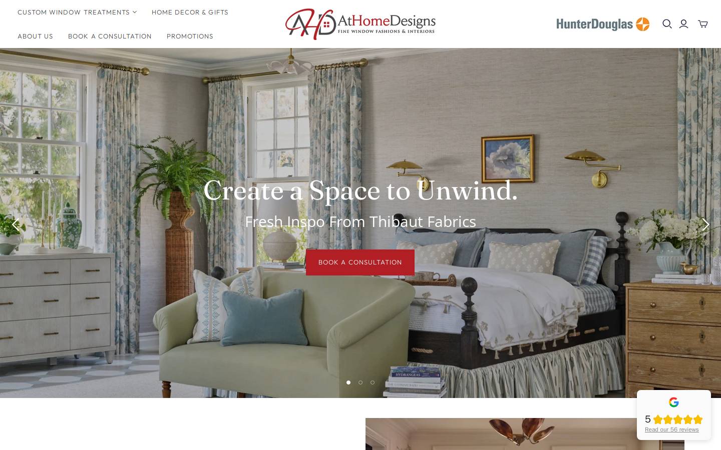 athomedesigns.com homepage screenshot