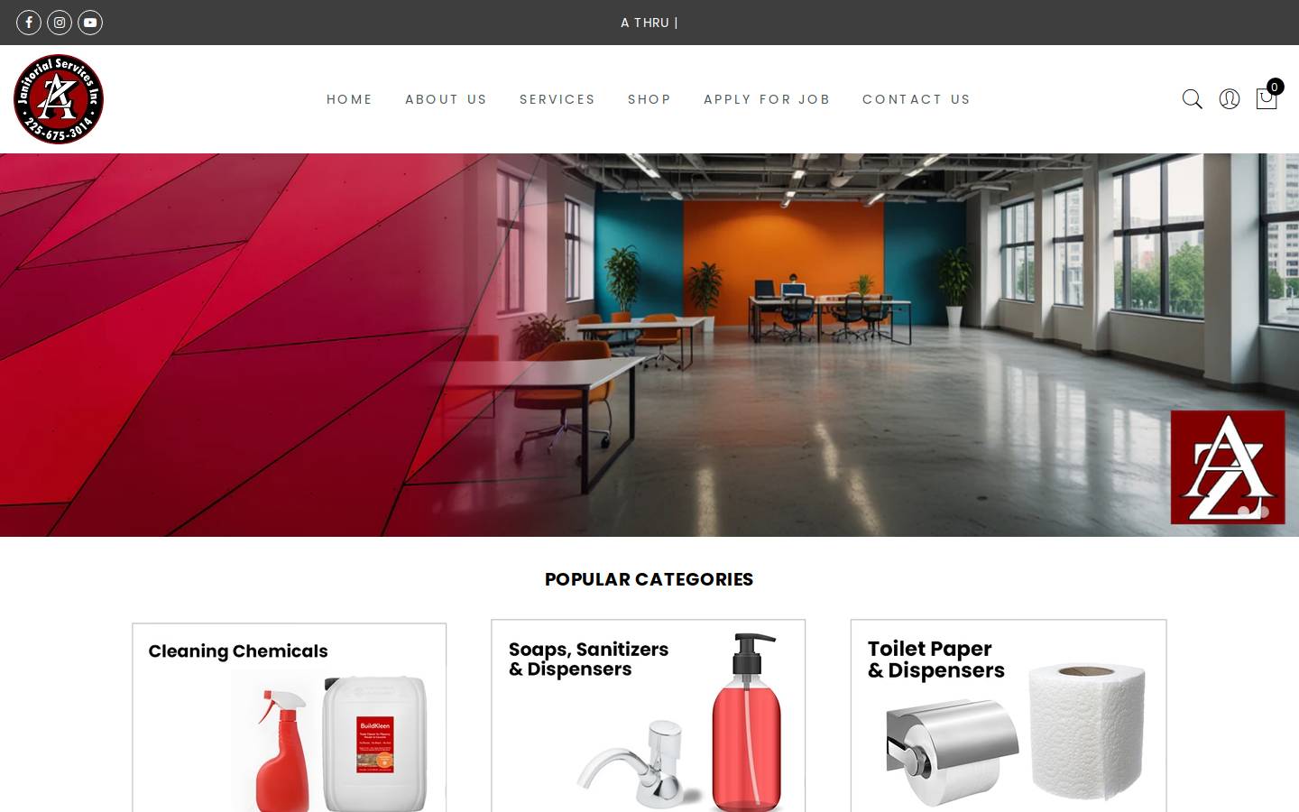 athruzjanitorial.com homepage screenshot