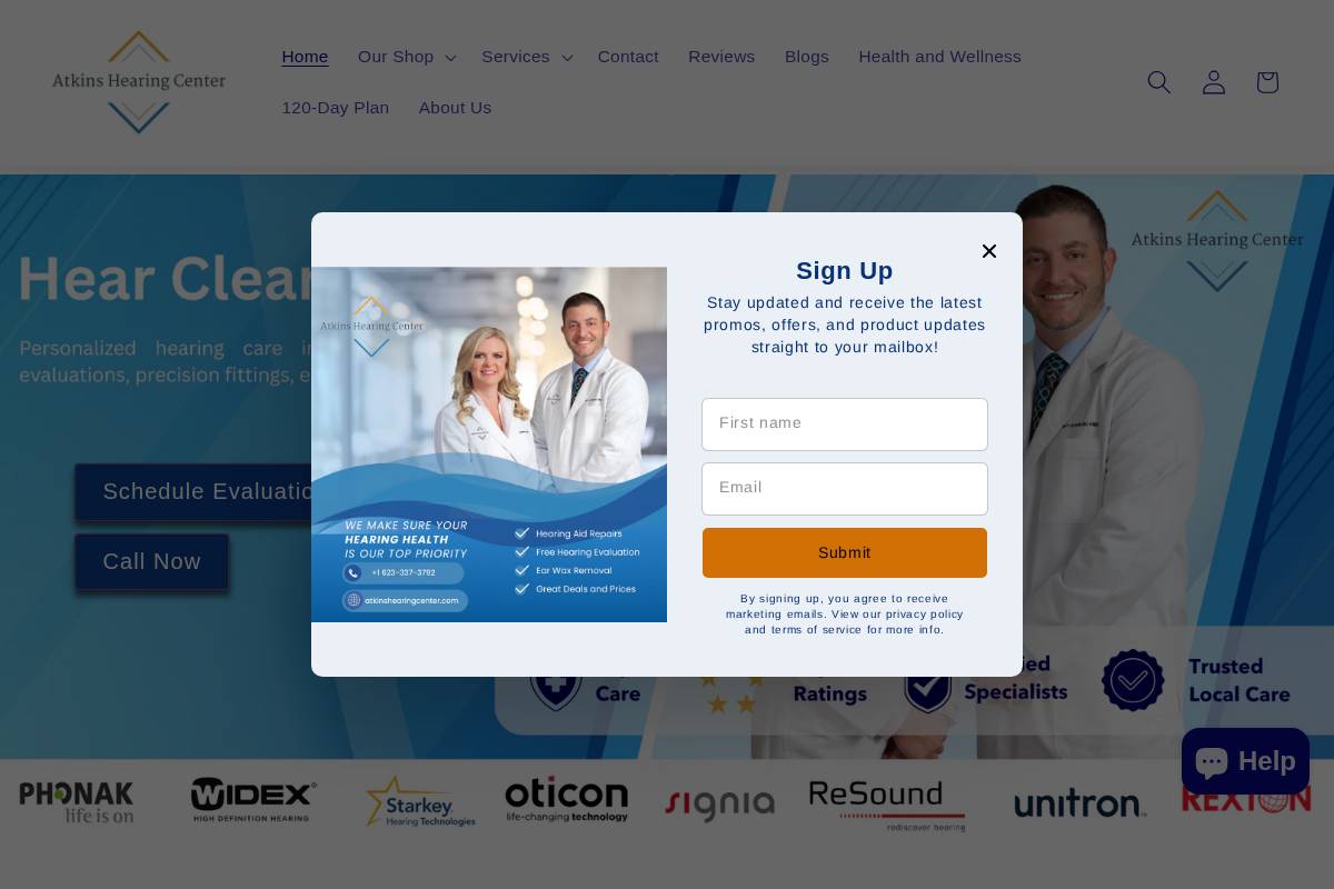 atkinshearingcenter.com homepage screenshot