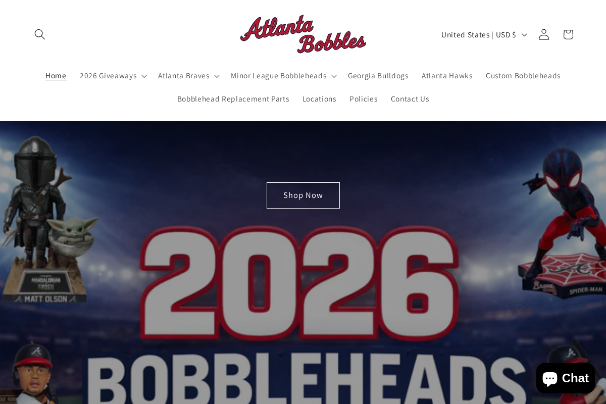 Atlanta Bobbles homepage screenshot