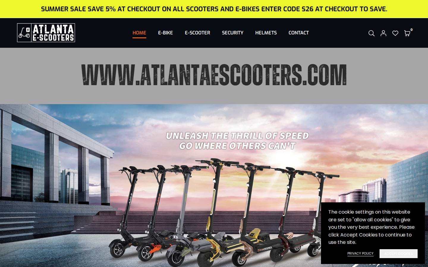 atlantaescooters.com homepage screenshot
