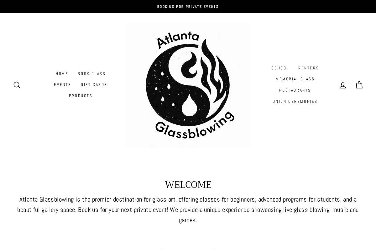 atlantaglassblowing.com homepage screenshot