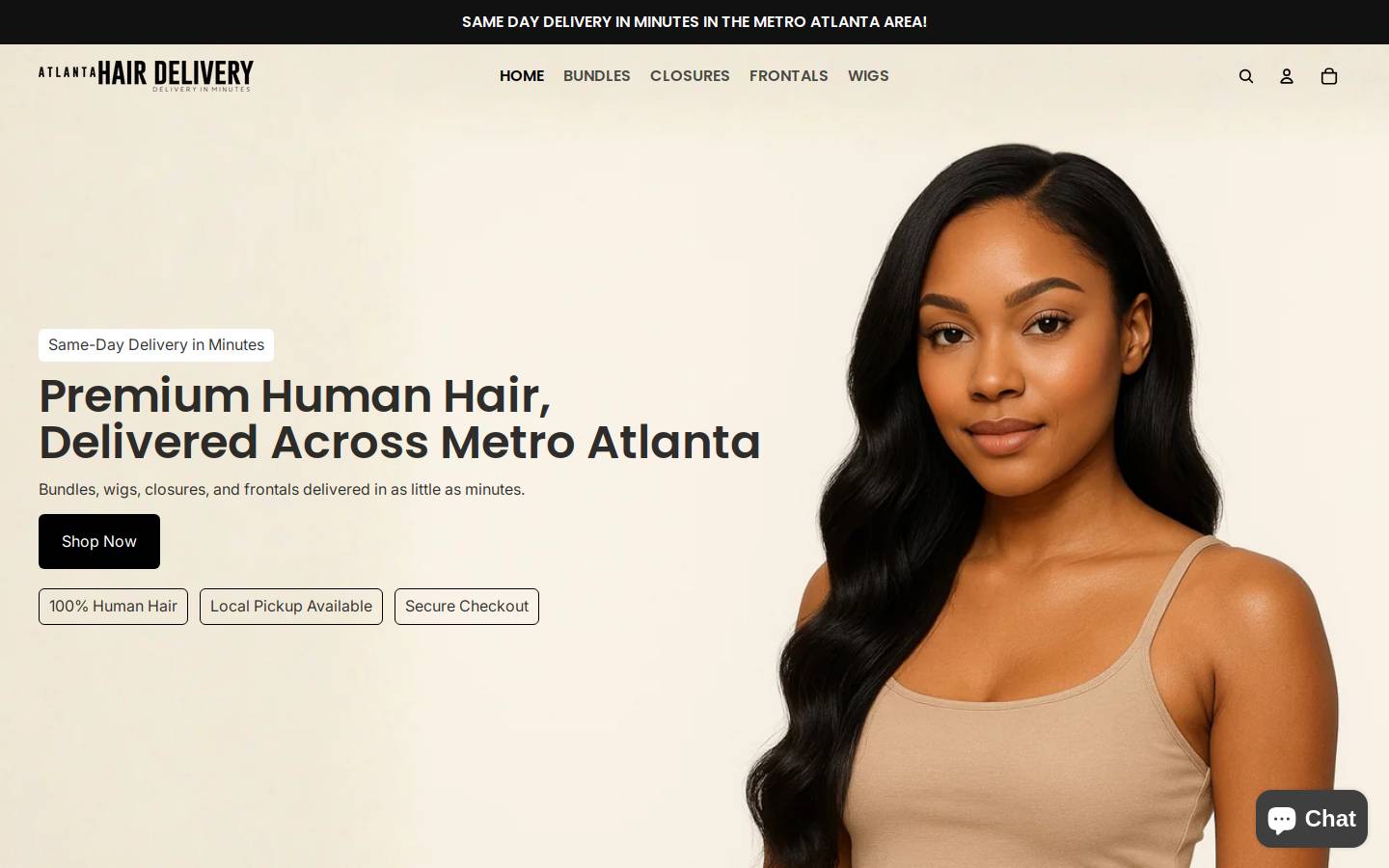 atlantahairdelivery.com homepage screenshot