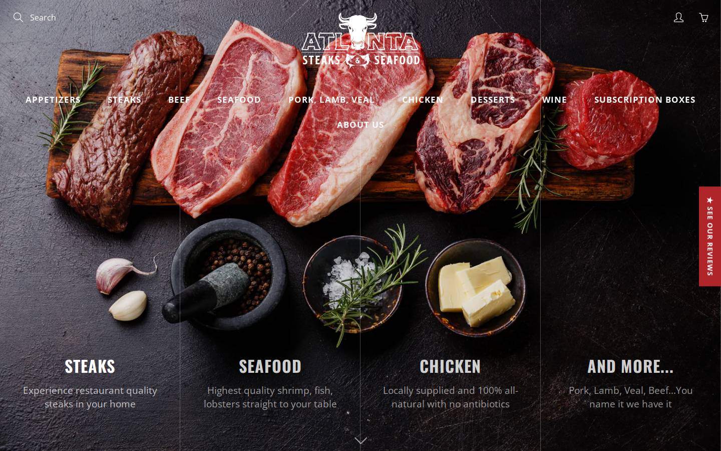atlantasteaksandseafood.com homepage screenshot