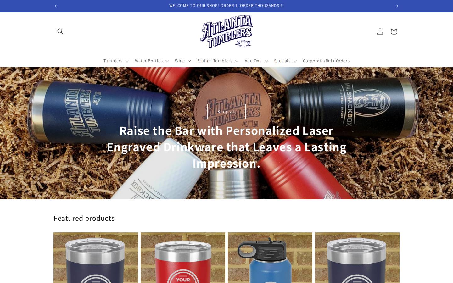 atlantatumblers.com homepage screenshot