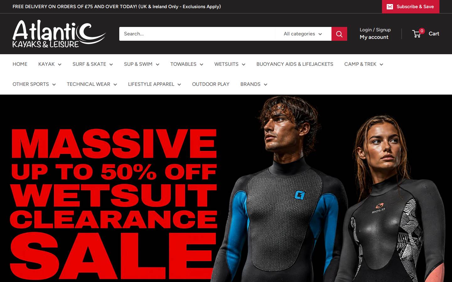 atlantickayaks.com homepage screenshot