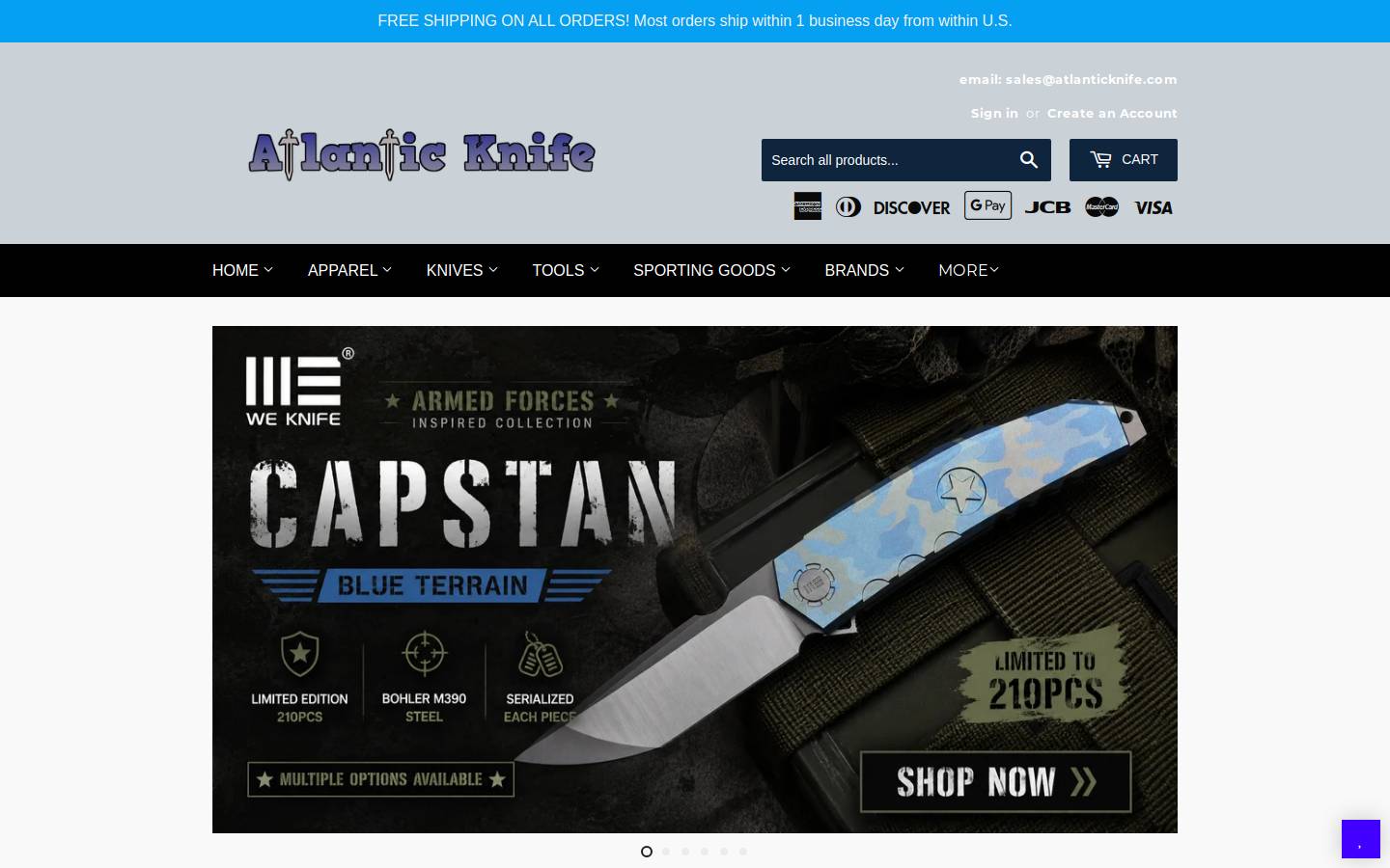 atlanticknife.com homepage screenshot